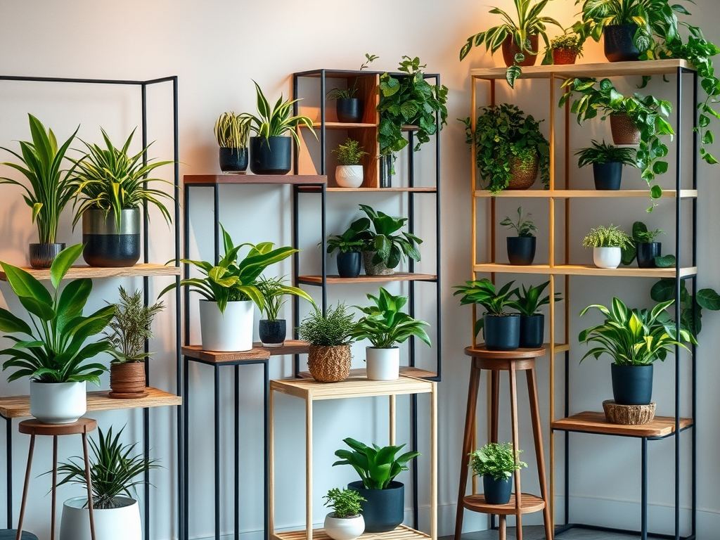 Półki i stojaki na rośliny: jak dopasować formę i materiał do stylu oraz warunków wnętrza